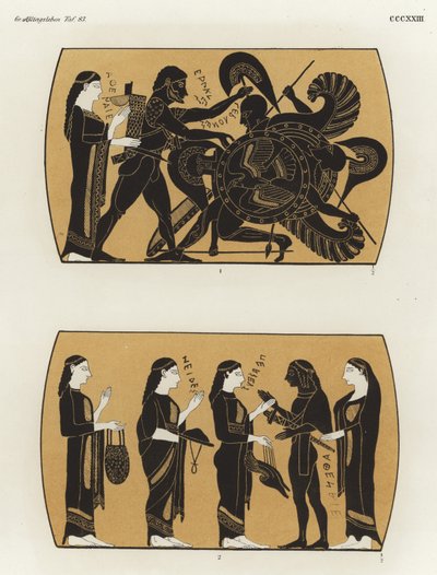 Herkules walczący z Gerionem i Perseuszem otrzymujący prezenty, by pokonać Meduzę autorstwa German School