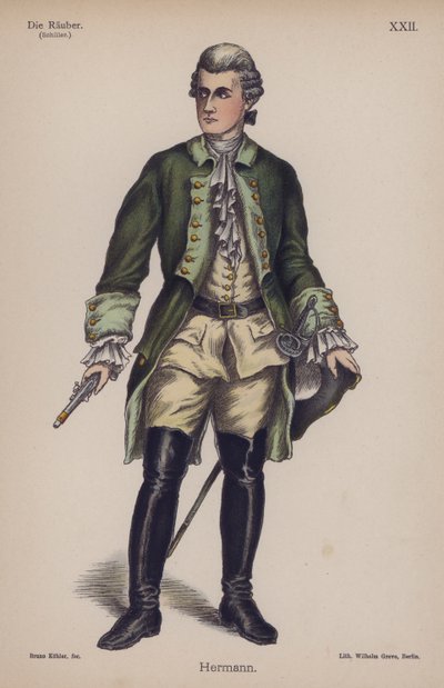 Hermann, z Die Rauber (Zbójcy) Friedricha Schillera (kolor lito) autorstwa German School