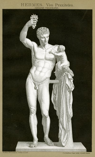 Hermes i Dzieciątko Dionizos przypisywane Praksytelesowi ok. 1895 r. (chromolitografia kolorowa) autorstwa German School