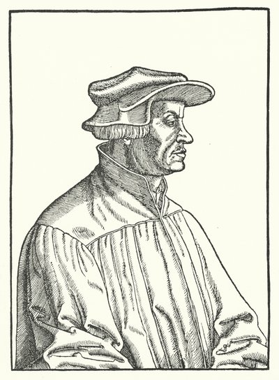 Huldrych Zwingli, szwajcarski reformator protestancki (grafika) autorstwa German School
