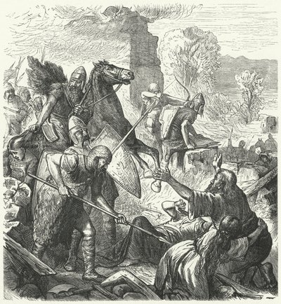 Najeźdźcy węgierscy we Włoszech, początek X wieku (rycina) autorstwa German School