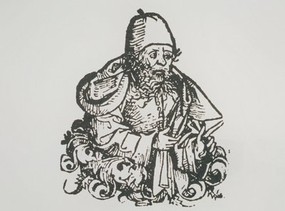 Idealny portret Guido Bonattiego, kopia ilustracji z Liber Chronicarum autorstwa Hartmanna Schedla, 1493, wykorzystana w Historii magii pod koniec XIX wieku autorstwa German School