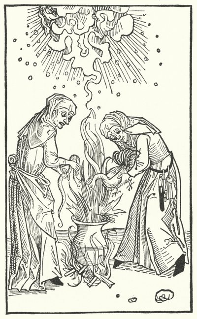 Ilustracja z traktatu Ulricha Molitora o wróżbitach i czarach (rycina) autorstwa German School