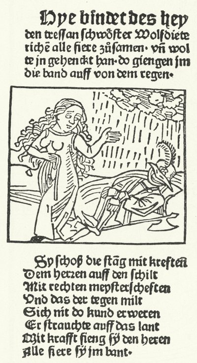Ilustracja z opowieści o romantycznym bohaterze Wolfdietrichu, wydana przez Hansa Schoenspergera w Augsburgu w 1491 r. (rycina) autorstwa German School