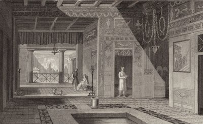 Wnętrze domu rzymskiego w Pompejach. Ilustracja do Atlasu Bilder (grawerowanie) autorstwa German School