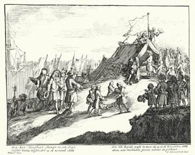 Jakub II z Anglii spędza noc z 15 na 16 listopada 1688 w chacie ubogiego rybaka (ryty) autorstwa German School