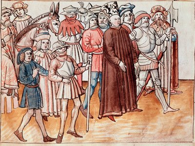 Jan Hus zostaje schwytany i skazany na stos (Miniatura autorstwa German School