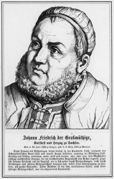 Johann Friedrich Crokmuthige, elektor i książę Saksonii (grafika) autorstwa German School