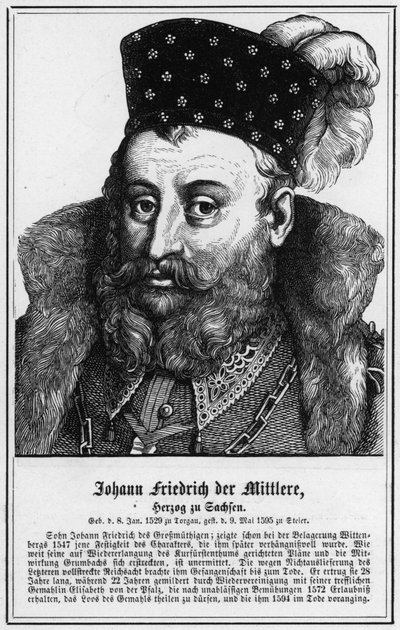 Johann Friedrich the Middle, książę Saksonii (rycina) autorstwa German School