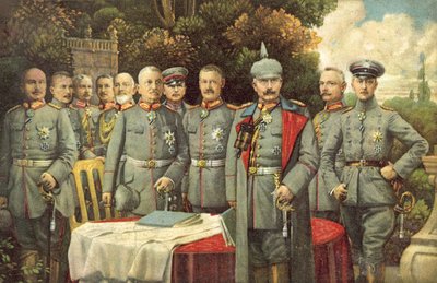 Kaiser Wilhelm II Niemiec i jego generałowie (kolor lito) autorstwa German School