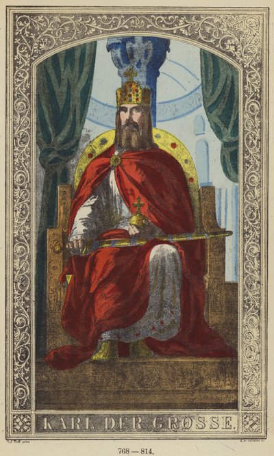 Karl Der Grosse, 768-814 (kolorowy grawerunek) autorstwa German School