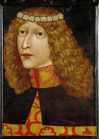 Władysław Postumus, król Węgier i Czech, urodzony w 1440 roku, cztery miesiące po śmierci swojego ojca, króla Albrechta II ... (pergamin na drewnie) autorstwa German School