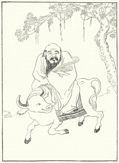 Laozi, starożytny chiński filozof, na bawole wodnym (rycina) autorstwa German School
