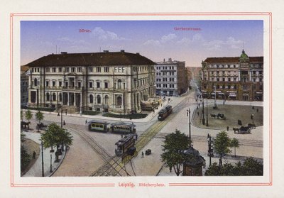 Lipsk, Blucherplatz (kolorowa litografia) autorstwa German School
