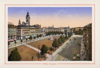 Lipsk, Konigsplatz (kolorowa litografia) autorstwa German School