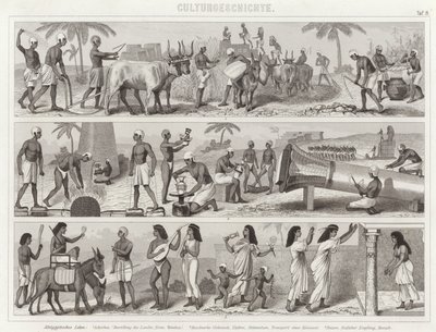 Życie w starożytnym Egipcie. Ilustracja do Atlasu Bilder (grawerowanie) autorstwa German School