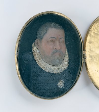 Medalion z woskowym miniaturowym portretem Landgrafa Wilhelma IV (srebro pozłacane i wosk) (detal 312102 i 312135) autorstwa German School