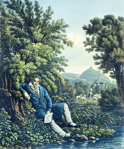 Ludwig van Beethoven nad rzeką autorstwa German School