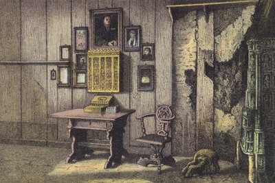Pokój Lutra w Wartburgu (chromolitho) autorstwa German School