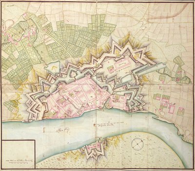 Mapa Düsseldorfu, 1736 r. autorstwa German School