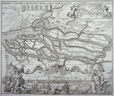 Mapa Hamburga i okolic, opublikowana w Norymberdze autorstwa German School