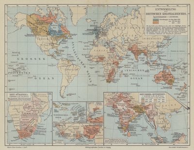 Mapa przedstawiająca ekspansję Imperium Brytyjskiego autorstwa German School