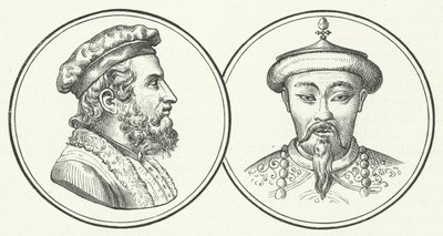 Marco Polo i Kubilaj Khan (grafika) autorstwa German School