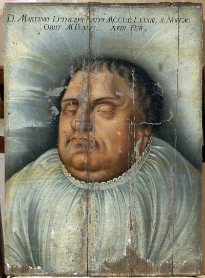 Marcin Luter (1483-1546) na łożu śmierci (M. Luter na łożu śmierci). Anonimowy obraz, olej na drewnie autorstwa German School