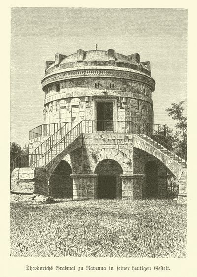 Mauzoleum Teoderyka Wielkiego, króla Ostrogotów, Rawenna, Włochy (rycina) autorstwa German School