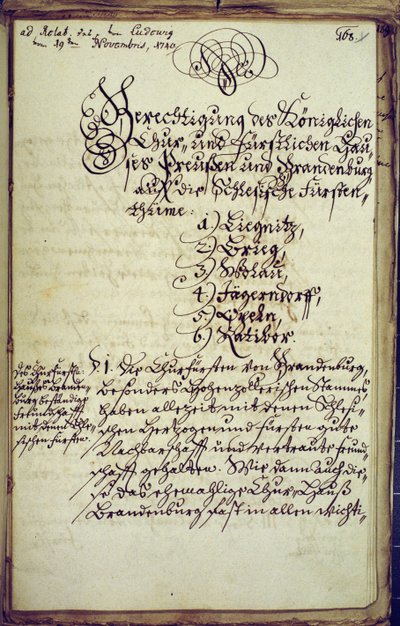 Memorandum sporządzone przez kanclerza Uniwersytetu w Halle, wyrażające zgodę na aneksję Śląska, 19 listopada 1740 autorstwa German School