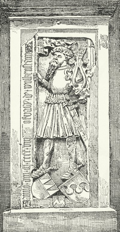 Kamień pamiątkowy niemieckiego poety i dyplomaty Oswalda von Wolkensteina w katedrze w Brixen (rycina) autorstwa German School