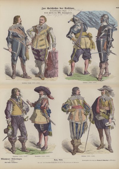 Stroje męskie z I poł. XVII w. (kolorowa grawerunek) autorstwa German School