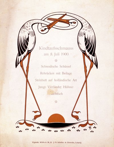 Menu na posiłek chrzcielny. Niemcy, 8.07.1900. autorstwa German School