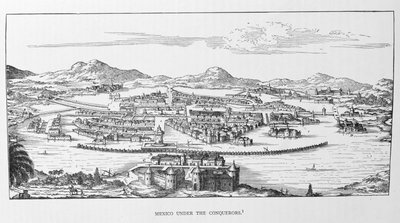 Mexico City Under the Conqueror, z „Narracyjnej i krytycznej historii Ameryki”, pod redakcją Justina Winsora, Londyn, 1886 autorstwa German School