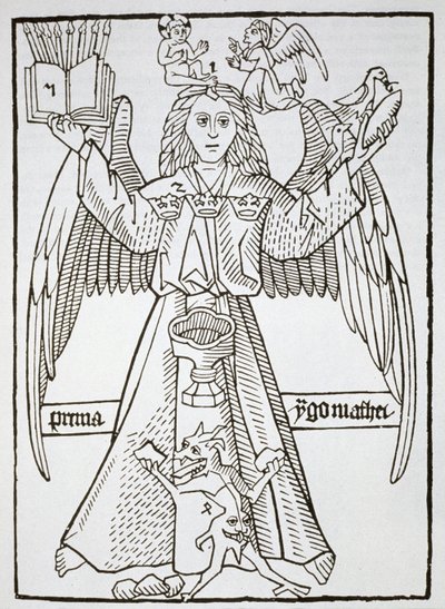 Figura mnemoniczna z Ars Memorandi, ok. 1470, (przedruk 1883) ilustrowana w historii magii opublikowanej pod koniec XIX wieku autorstwa German School
