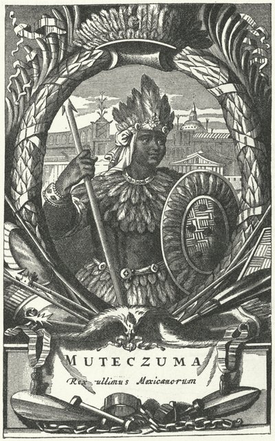 Montezuma II, cesarz Azteków (rycina) autorstwa German School