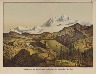 Mount Everest, najwyższa góra na Ziemi (kolor lito) autorstwa German School
