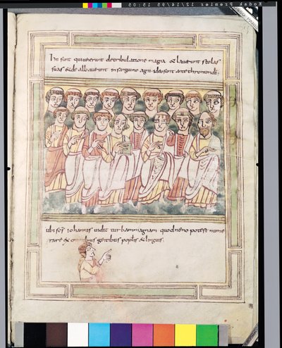Ms 99 fol.15v Grupa siedemnastu mężczyzn, z Apocalypse de Valenciennes autorstwa German School