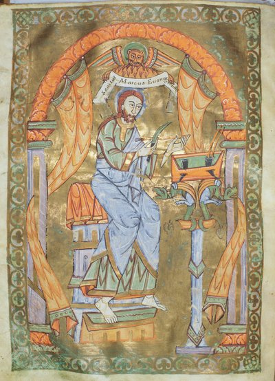 Ms Czart 1207 IV fol 76v Św. Marek Ewangelista, z Ewangeliarz katedry płockiej, ok.1075 autorstwa German School