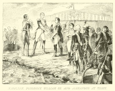 Napoleon, Fryderyk Wilhelm III i Aleksander w Tylzy autorstwa German School