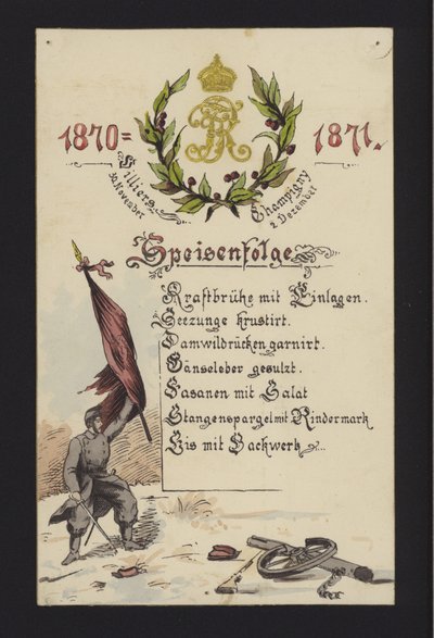Bankiety noworoczne w Villiers i Champigny, Paryż, 30 grudnia 1870 i 2 stycznia 1871 (kolor lito) autorstwa German School