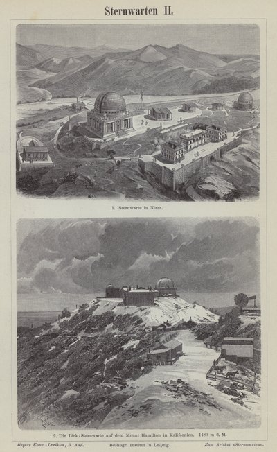 Nice Observatory, Francja i Lick Observatory, Mount Hamilton, Kalifornia, USA (rycina) autorstwa German School