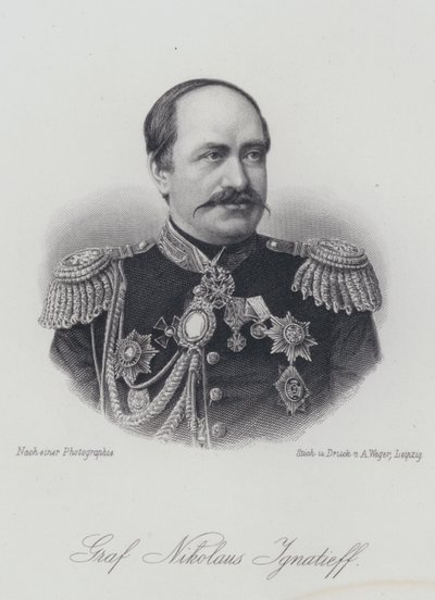 Nikołaj Ignatyew, rosyjski mąż stanu i dyplomata (grafika) autorstwa German School