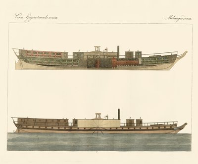 Handel parowcem w Ameryce Północnej (kolorowy grawerunek) autorstwa German School