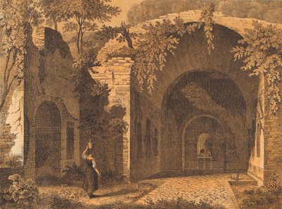 Nymphaeum of Egeria, Rzym (kolorowa litografia) autorstwa German School