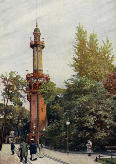 Wieża widokowa, Ogród Zoologiczny w Berlinie, Niemcy (litografia kolorowa) autorstwa German School