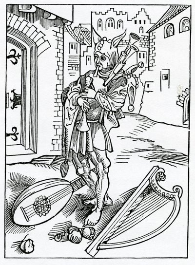 Of impacient folys that wyll nat byde correccion, ilustracja z angielskiego tłumaczenia "The Ship of Fools" Alexandra Barclaya, z wydania opublikowanego w 1874 r. autorstwa German School