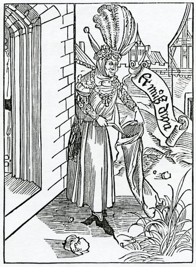 O arogancji i wścibstwie niegrzecznych ludzi w tym kraju, ilustracja z przekładu angielskiego Aleksandra Barclaysa „Statek głupców”, z wydania opublikowanego w 1874 r. autorstwa German School