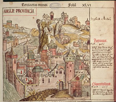 Stary Londyn, z Kroniki Norymberskiej Hartmanna Schedla (1440-1514) 1493 autorstwa German School
