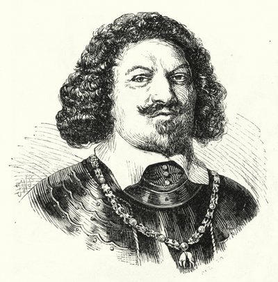 Ottavio Piccolomini, włoski generał w armii Świętego Cesarstwa Rzymskiego w wojnie trzydziestoletniej (rycina) autorstwa German School